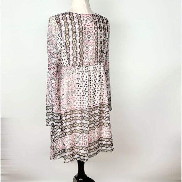 Rebecca Minkoff Redland Mini Dress Pink Chiffon Long Sleeves V-neck size S - Picture 11 of 15